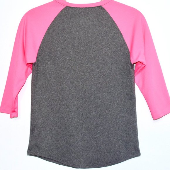 Under Armour Heat Gear Pink and Gray 3/4 Sleeve Baseball T-Shirt - Medium - Picture 2 of 6